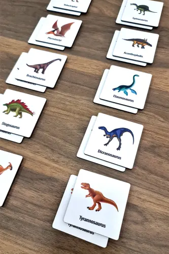 24 Pieces Wooden Dinosaurs Matching Cards Brain Game Cards-Orange - 7