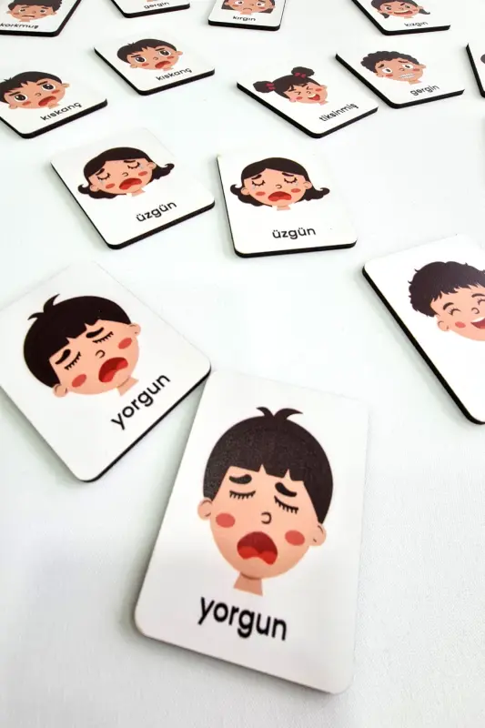 24 Pieces Wooden Emotions Matching Cards Intelligence Game Cards-white - 3