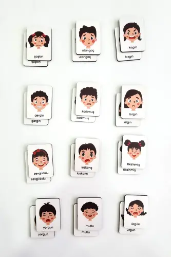 24 Pieces Wooden Emotions Matching Cards Intelligence Game Cards-white - 4