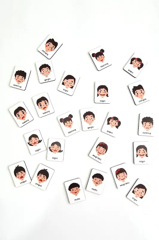 24 Pieces Wooden Emotions Matching Cards Intelligence Game Cards-white - 7