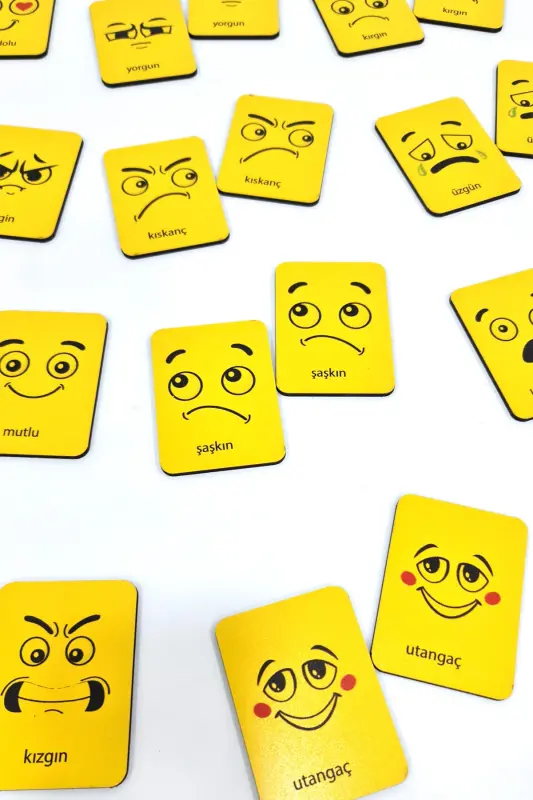 24 Pieces Wooden Yellow Feelings Matching Cards Puzzle Game Cards-Yellow - 8