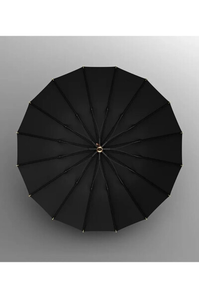 24 Rib Fiber Fabric & Steel Cane Elite Protocol Umbrella Rain Umbrella Smoked Wooden Handle - 3