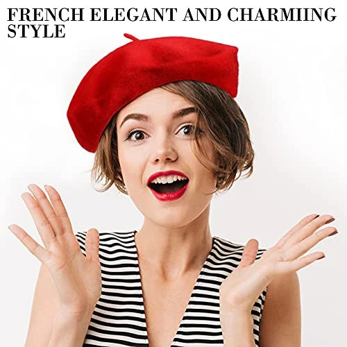 24 Sets Wool Beret, French Beret, Artist Hat Collection - Pumpkin, Solid Color, Simple Caps for Fall, Winter, Christmas, Halloween, Birthdays, New Year - Women, Ladies, Girls - 24 (1)