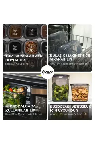 24 шт. Peggy Square Контейнер для хранения продуктов 8x (0,55 Л, 1,2 Л, 1,75 Л) Белый с шелкографией - Антрацит - 7