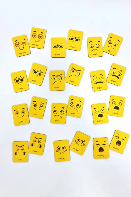24 ta yog'och bo'laklari Sariq tuyg'ular moslashtirish kartalari Zeka o'yin kartalari-Sariq - 3