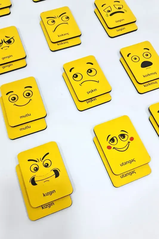 24 ta yog'och bo'laklari Sariq tuyg'ular moslashtirish kartalari Zeka o'yin kartalari-Sariq - 4