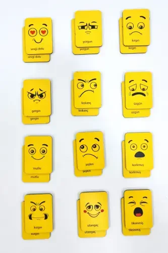 24 ta yog'och bo'laklari Sariq tuyg'ular moslashtirish kartalari Zeka o'yin kartalari-Sariq - 5