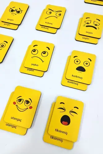 24 ta yog'och bo'laklari Sariq tuyg'ular moslashtirish kartalari Zeka o'yin kartalari-Sariq - 6