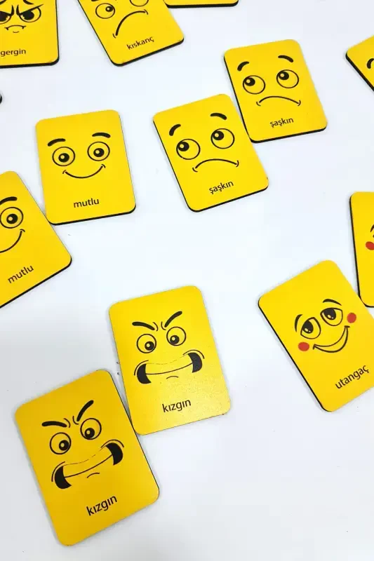 24 ta yog'och bo'laklari Sariq tuyg'ular moslashtirish kartalari Zeka o'yin kartalari-Sariq - 7