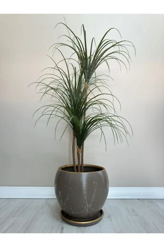 20litre Küre Saksı Tabaklı 27cmx27cm Lily Vizon-beyaz-gold - Vizon-Beyaz-Gold - 2