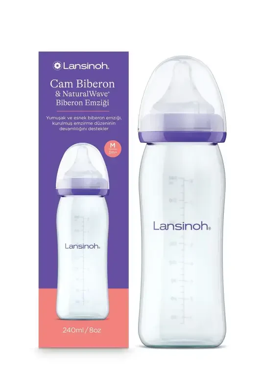 240 ml Glass Baby Bottle and NaturalWave® Nipple - 1