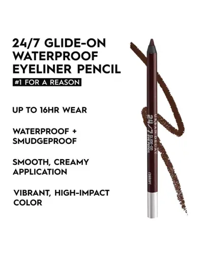 24/7 Glide-On Waterproof Eyeliner Pencil - Corrupt (dark metallic reddish brown with silver micro-sparkle) - 4