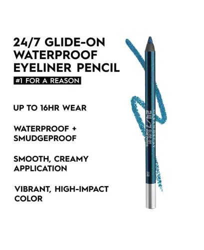 24/7 Glide-On Waterproof Eyeliner Pencil-LSD (navy with bright turquoise micro-sparkle) - 5