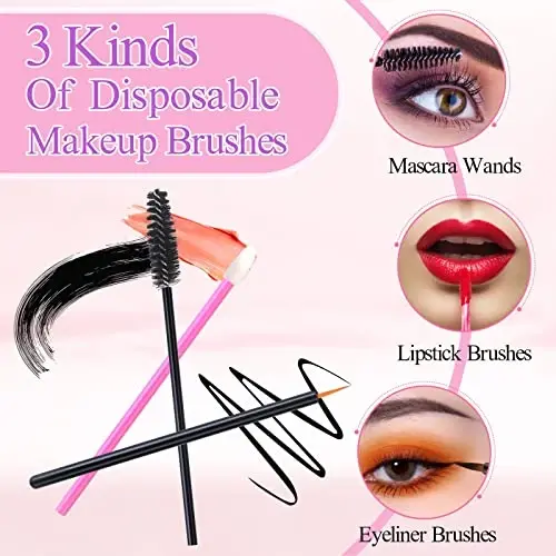248 Pcs Disposable Makeup Applicators with Triangle Puffs, Mascara wands, Lip/Eyeliner Brushes Disposable Makeup Applicator Kit for Makeup Artist Supplies - 5