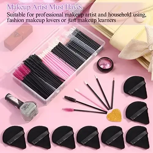 248 Pcs Disposable Makeup Applicators with Triangle Puffs, Mascara wands, Lip/Eyeliner Brushes Disposable Makeup Applicator Kit for Makeup Artist Supplies - SHYNEK (1)