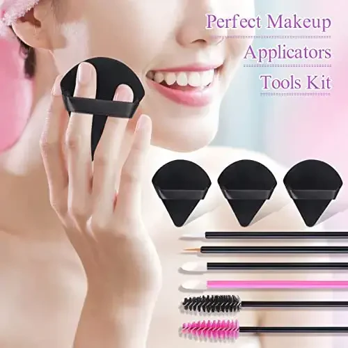 248 Pcs Disposable Makeup Applicators with Triangle Puffs, Mascara wands, Lip/Eyeliner Brushes Disposable Makeup Applicator Kit for Makeup Artist Supplies - 6
