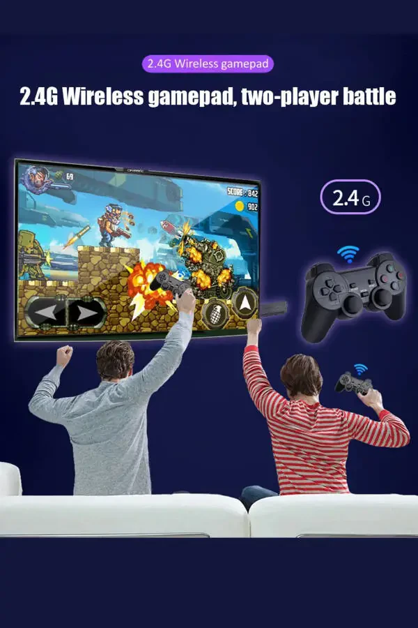 2.4g Беспроводной Двойной Контроллер Ретро Игры 4k Game Stick 10 000 Игр Atari 64 ГБ - 3