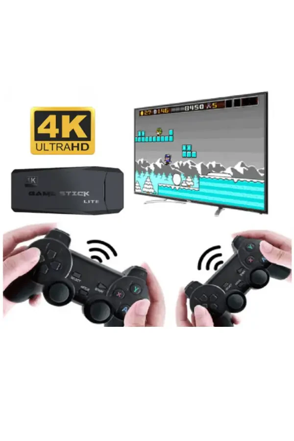 2.4g Беспроводной Двойной Контроллер Ретро Игры 4k Game Stick 10 000 Игр Atari 64 ГБ - 5