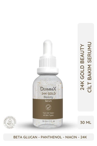 24k Gold Beauty Serum with Hyaluronic Acid and Gold Particles - DERMINIX
