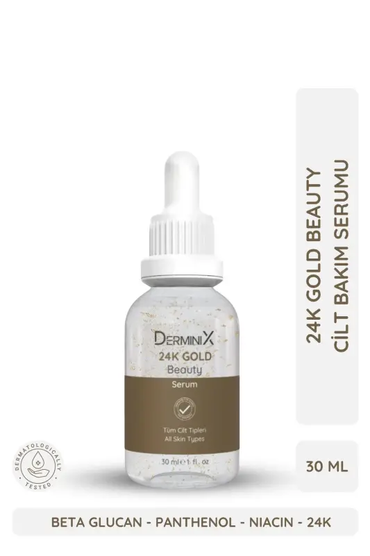 24k Gold Beauty Serum with Hyaluronic Acid and Gold Particles - DERMINIX