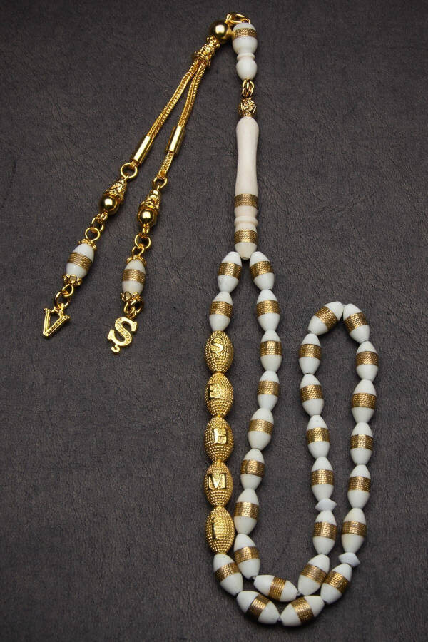 24K Gold Plated 925 Sterling Silver Accessory Spiral Retro Personalized Camel Bone Prayer Beads - 1