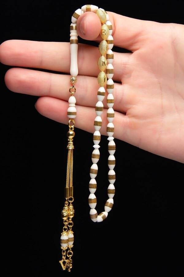 24K Gold Plated 925 Sterling Silver Accessory Spiral Retro Personalized Camel Bone Prayer Beads - 2