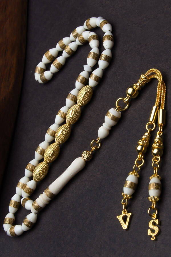 24K Gold Plated 925 Sterling Silver Accessory Spiral Retro Personalized Camel Bone Prayer Beads - 3