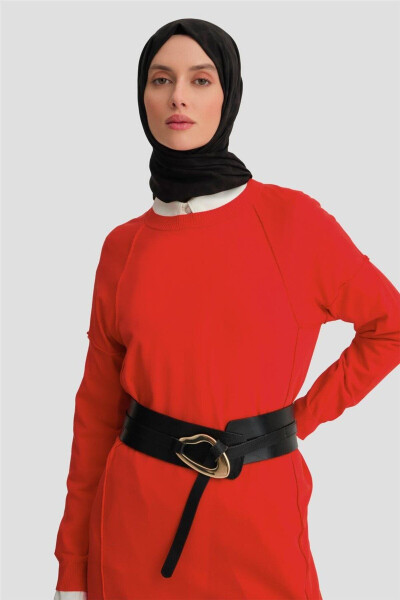 24kd2002 Qizil rangli triko tunika - 3