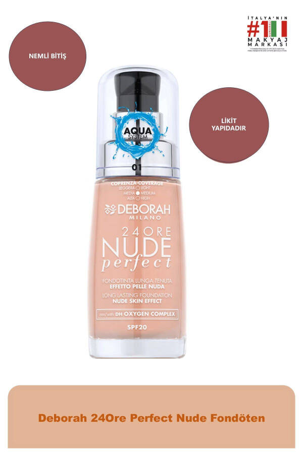 24Ore Perfect Nude Fondöten No: 01 Ochqir 8009518364675 - 1