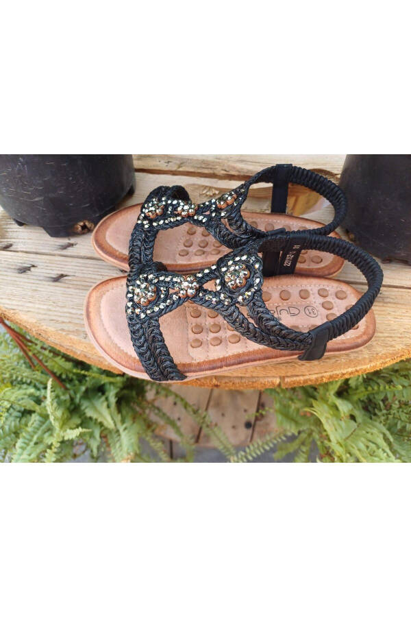 24y152-19 Girl's Straw Pattern Stone Massage Sole Sandal - 17