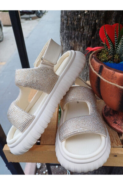 24y652 Kız Çocuk Ultra Hafif Anatomik Taban Taşlı Sandalet-J - 5