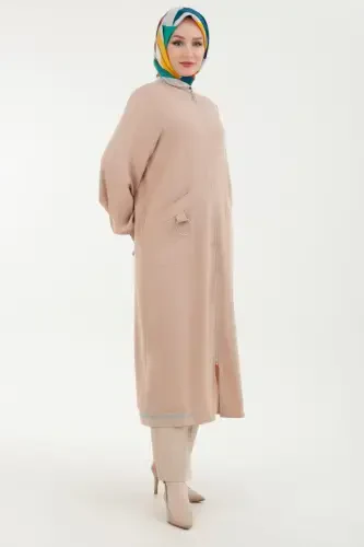 24yt546 Mink Women's Elastic Sleeve Zippered Pocketed Wearable Tunic - 6