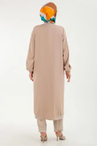 24yt546 Mink Women's Elastic Sleeve Zippered Pocketed Wearable Tunic - 7