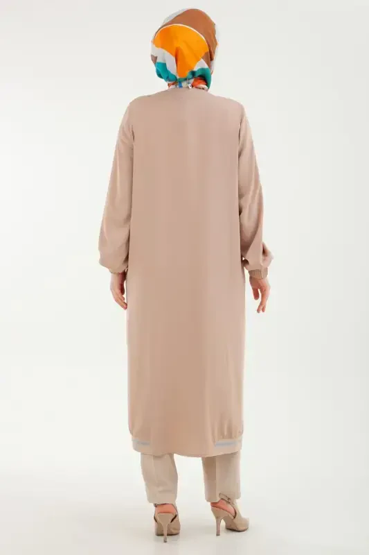 24yt546 Mink Women's Elastic Sleeve Zippered Pocketed Wearable Tunic - 7