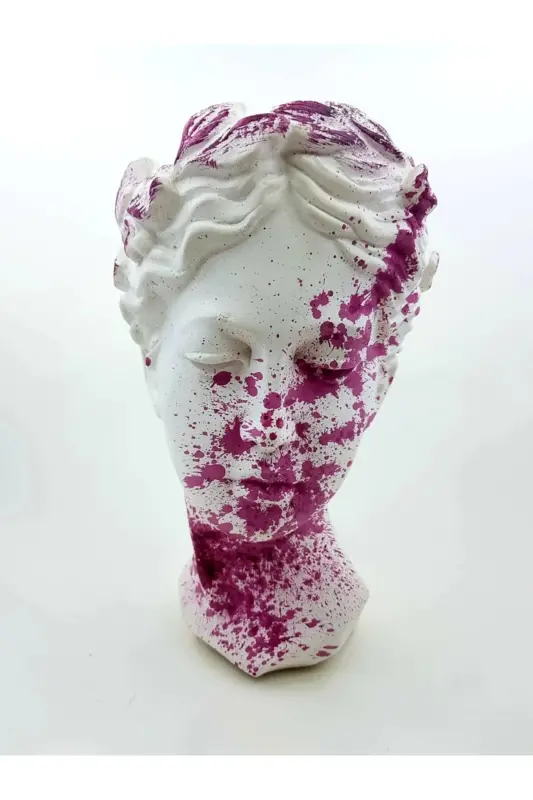 25 Cm Büyük Helen Heykel Antik Büst Mor Konsept Vazo Saksı Mor-beyaz-mor - BA ART