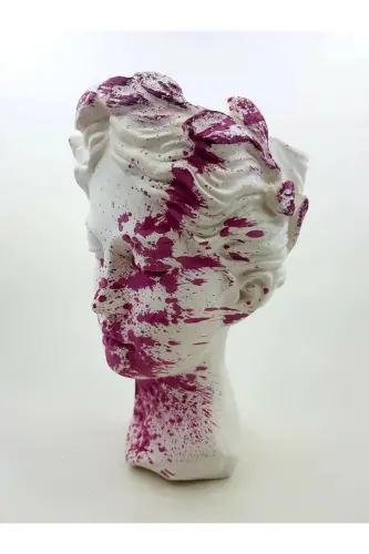 25 Cm Büyük Helen Heykel Antik Büst Mor Konsept Vazo Saksı Mor-beyaz-mor - BA ART (1)