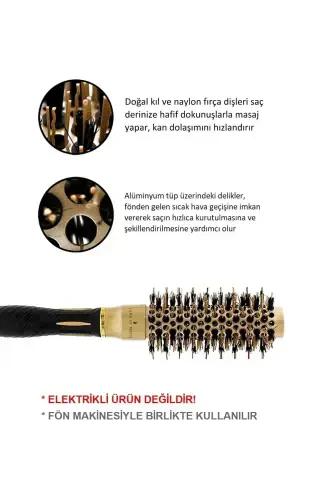 25 mm - Nano Technology Ceramic + Ionic Thermal Hair Brush, Natural Boar Bristle, Professional Series-25 mm - LAND OF MYTH (1)