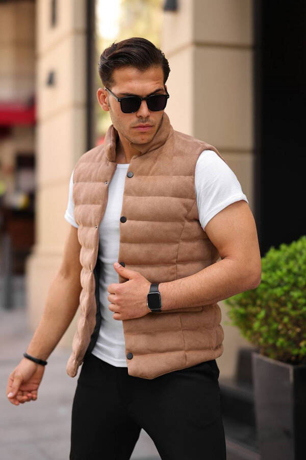 250-Slimfit Men's Suede Vest - VISON - 1