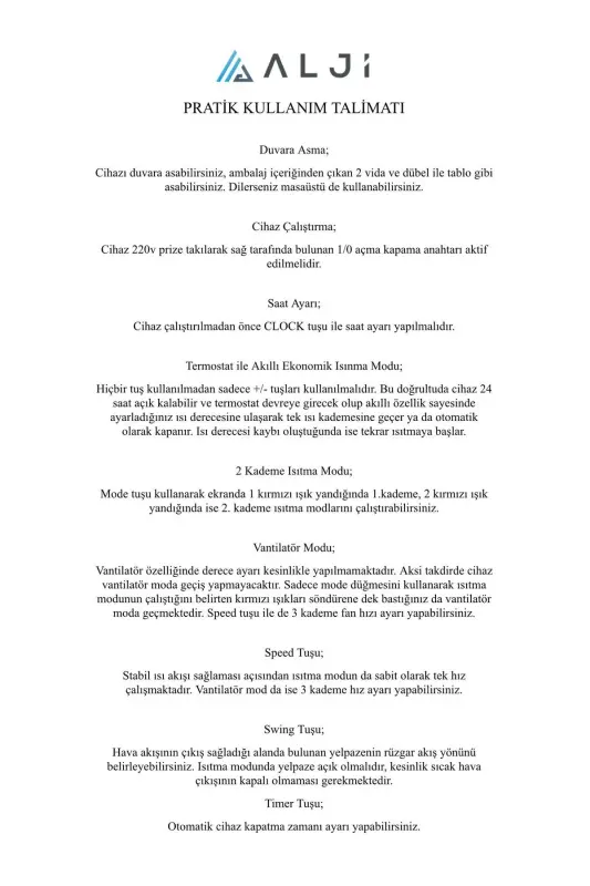 2500 W Süper Sessiz Ptc Seramik Isıtıcı Ve Vantilatör - 7