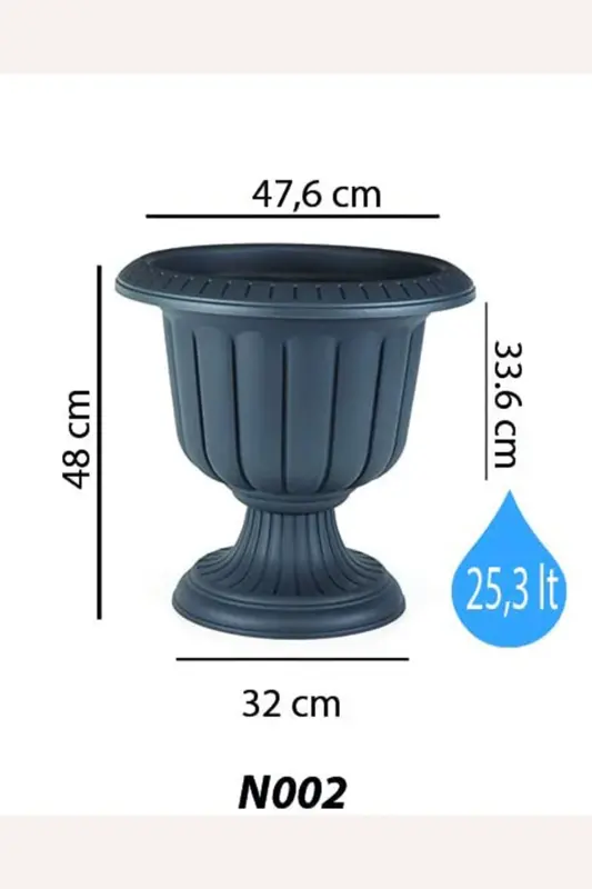 25.3 Litre Ø47x48cm Footed Matte Tile Orange Decorative Plastic Pot No2-25.3Lt Tile - 2