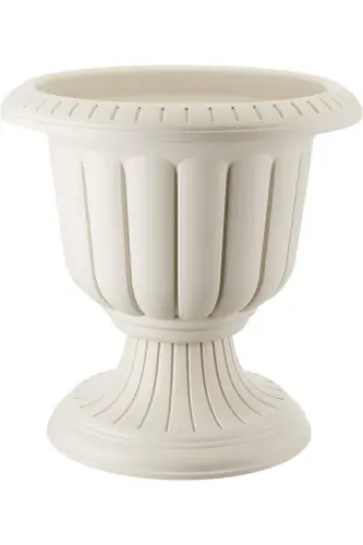 25.3 Litre Ø47x48cm Pedestal Matte Off-White Decorative Plastic Pot No2-25.3Lt White 