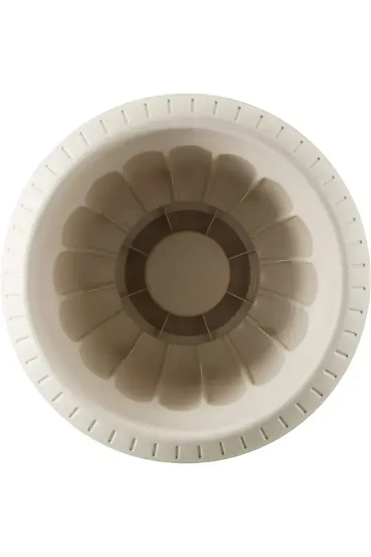 25.3 Litre Ø47x48cm Pedestal Matte Off-White Decorative Plastic Pot No2-25.3Lt White - 2