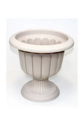 25.3 Litre Ø47x48cm Pedestal Matte Off-White Decorative Plastic Pot No2-25.3Lt White - 8