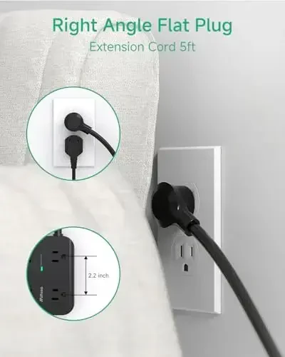 25FT Extension Cord - 8 Outlets Surge Protector Power Strip with USB Ports, Heavy-Duty Braided Extension Cord with Multiple Outlets, Flat Plug, Circuit Breaker, Charging Station Overload Protection - 4