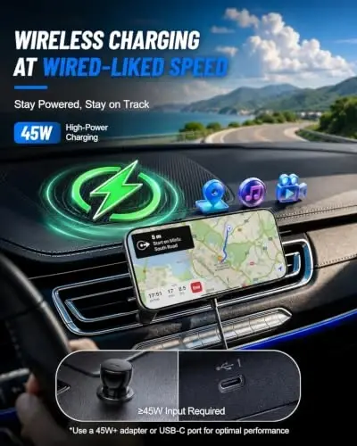 25W for MagSafe Car Charger Vent Mount Magnetic Phone Holder w/ 45W Charger | 25W Fast Wireless Charging, Vent Mount Cooling Design, Strong Magnetic Hold, 360°Adjustable, Includes 45W PD Charger - 6