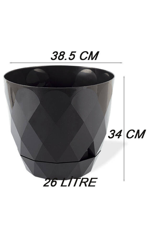 26 Liter Prism Patterned Decorative Large Size Plate Plastic Flower Pot Yakamoz No7 38,5cm 34cm - 2