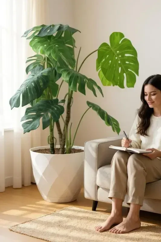 26 Litre Prizma Desenli Dekoratif Büyük Boy Tabaklı Plastik Saksı Yakamoz No7 38,5cm 34cm-BEYAZ - 2