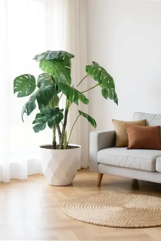 26 Litre Prizma Desenli Dekoratif Büyük Boy Tabaklı Plastik Saksı Yakamoz No7 38,5cm 34cm-BEYAZ - 3