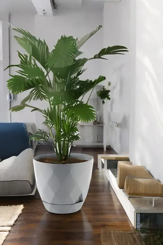 26 Litre Prizma Desenli Dekoratif Büyük Boy Tabaklı Plastik Saksı Yakamoz No7 - GRİ - 1