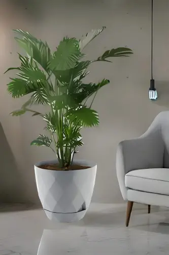 26 Litre Prizma Desenli Dekoratif Büyük Boy Tabaklı Plastik Saksı Yakamoz No7-GRİ - TEMMUZ HOME (1)